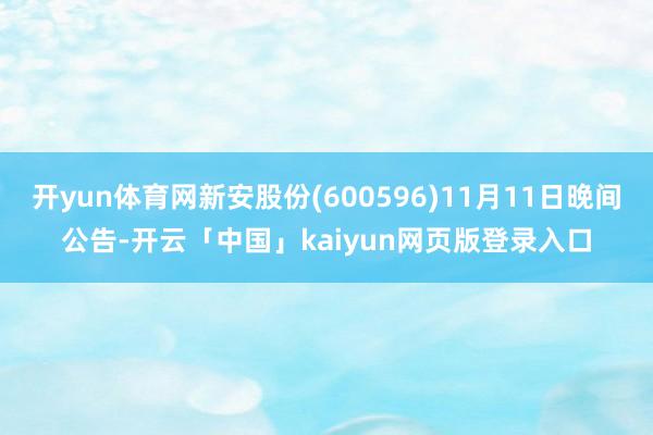 开yun体育网新安股份(600596)11月11日晚间公告-开云「中国」kaiyun网页版登录入口